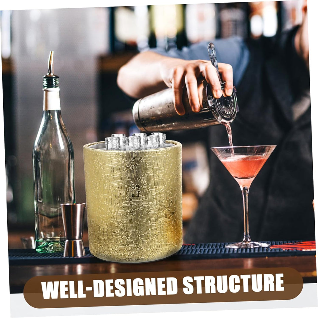 BESTonZON Getränkeeimer Eiseimer Getränkekühler mit Deckel Golden Champagner Wein Bier Getränke Eime