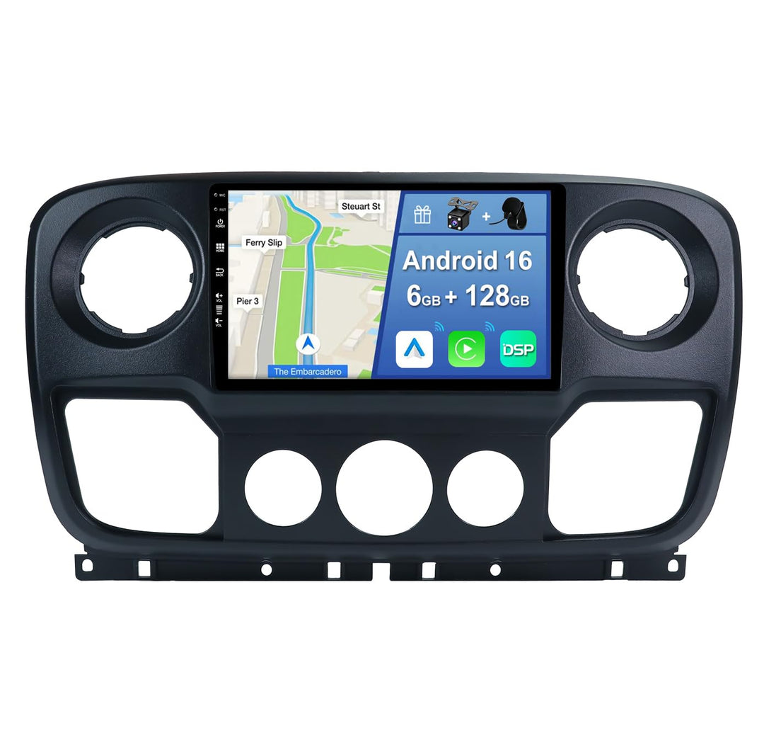 [6GB+128GB] Android 14 Autoradio für Renault Master/Nissan NV400/Opel Movano-[Integriertes CarPlay/A