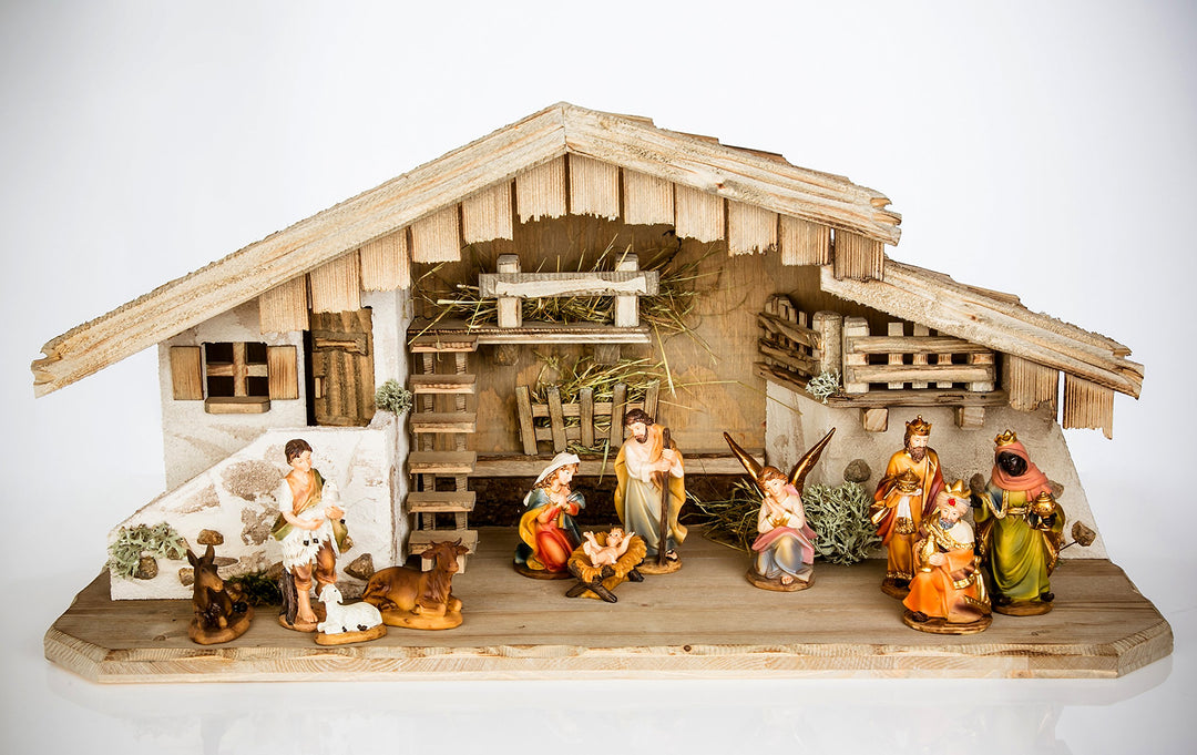 Weihnachtskrippe (W03+9cm Figuren) Krippe Krippenstall Weihnachten Weihnachtskrippen Tischkrippen Kr