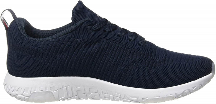 Tommy Hilfiger Herren Runner Sneaker Corporate Knit Rib Runner Sportschuhe, Blau Desert Sky