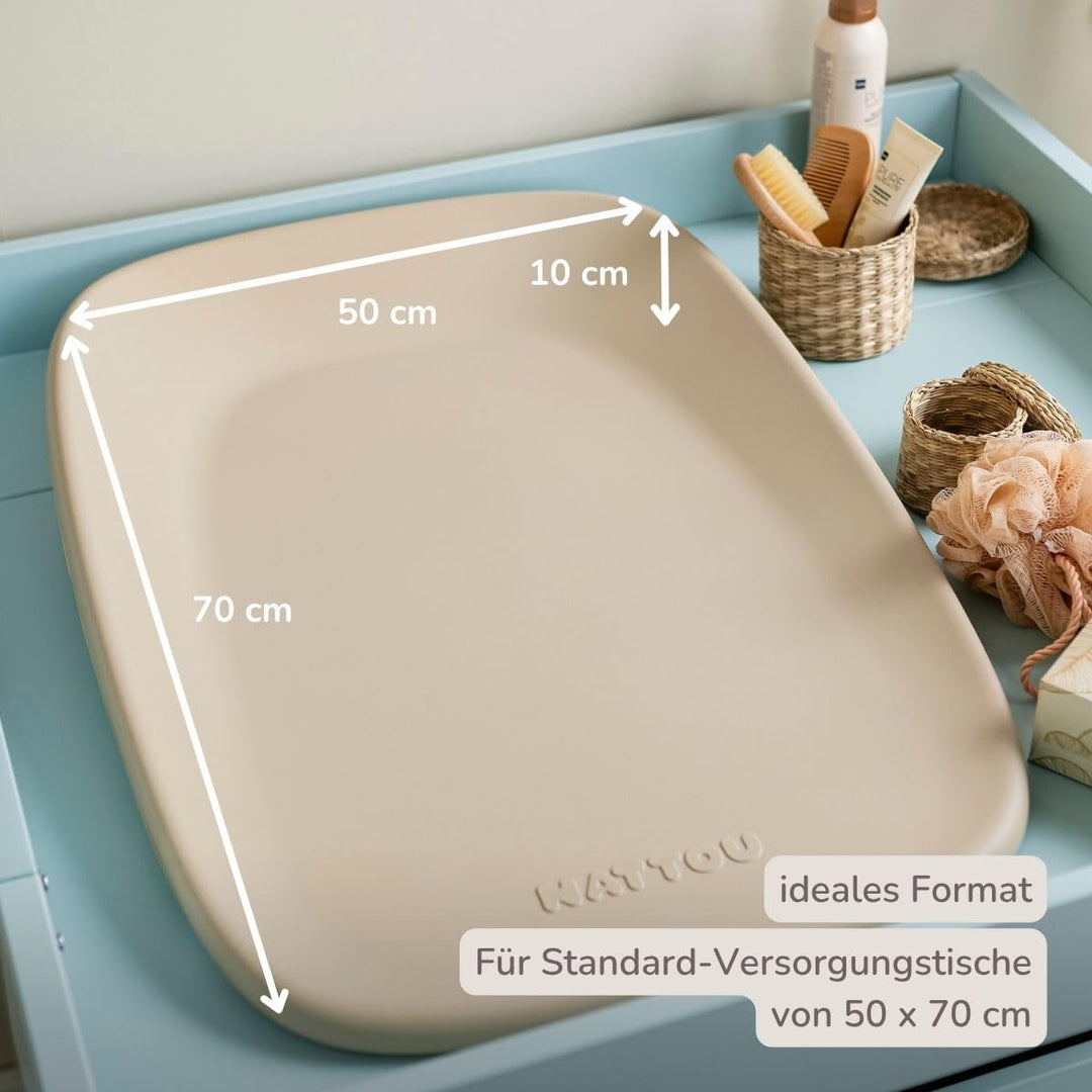 Nattou Wickelmatte aus weichem PU-Schaum, Abwaschbare Wickelauflage, Ca. 50 x 70 cm, Softy, Beige, B