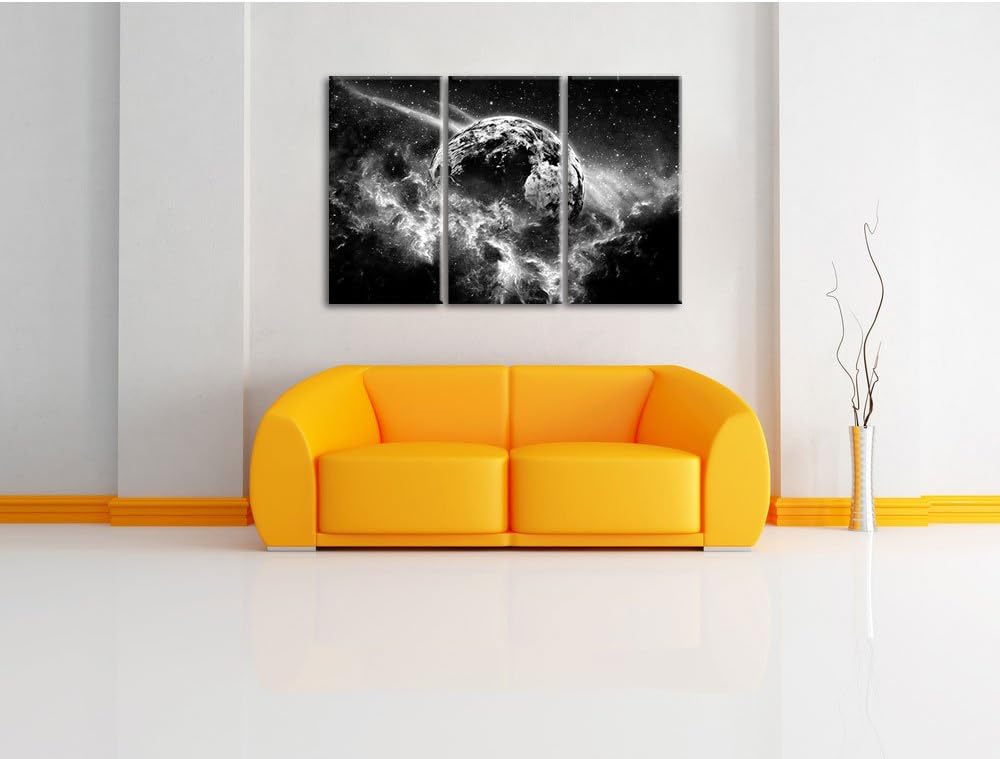 Pixxprint Planet Erde als Leinwandbild/Grösse: 3 Teilig (120x80) cm/Wandbild/Kunstdruck/fertig bespa