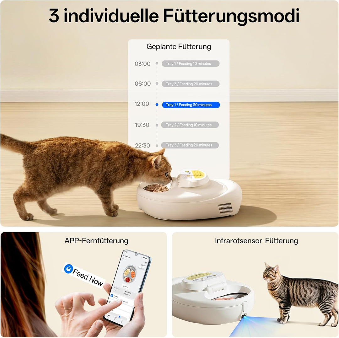 UBPET Futterautomat Katze Nassfutter, Dual-Temp mit Halbleiterkühlung & heizung, App gesteuerter Fut