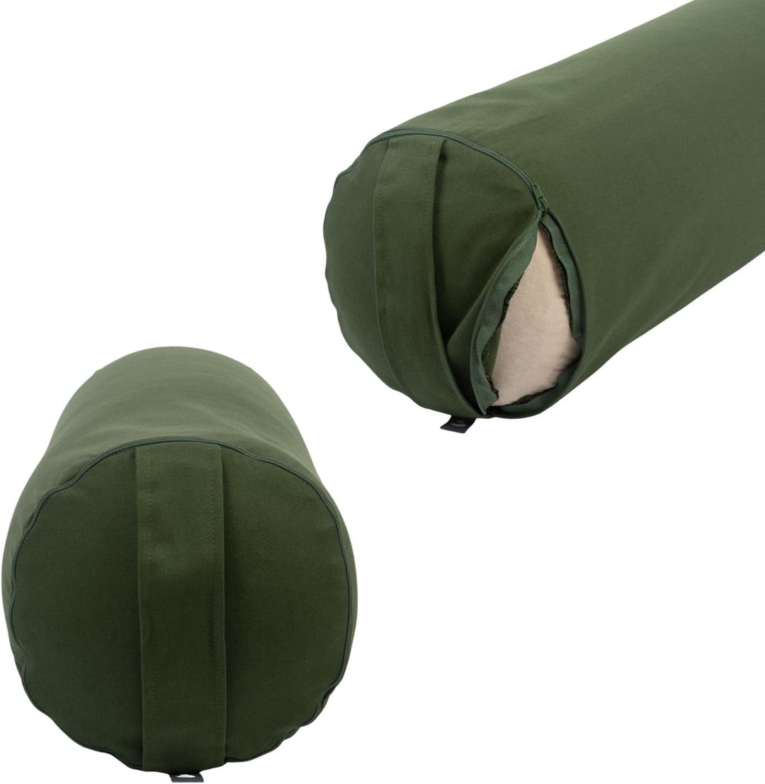 Bodhi Yoga Bolster | ECO Serie | Yogarolle mit Kapok-Füllung | Waschbarer Bezug aus 100% Bio-Baumwol