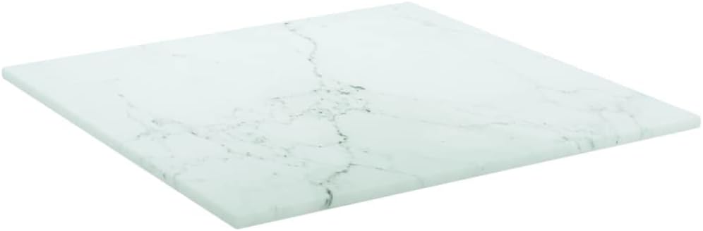 BADJAS Tischplatte Weiss Hartglas in Marmoroptik Schreibtischplatte, DIY Stabile Esstisch, Schreibti