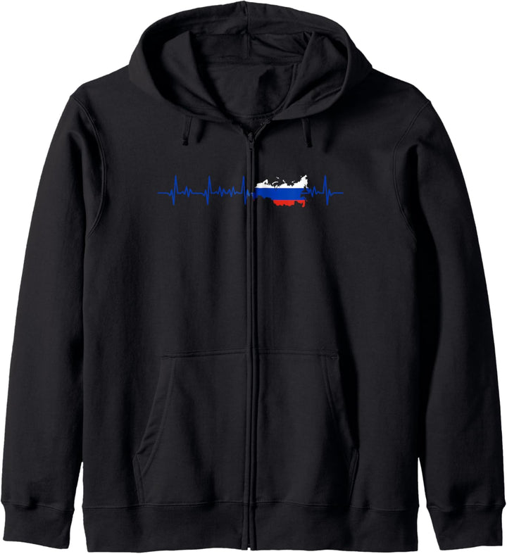Herzschlag Russische Flagge Geschenk Russland Kapuzenjacke
