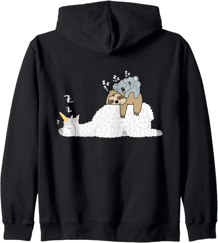 Einhorn Lama & Lazy Faultier Mit Koala Mama Bär & Baby Koala Kapuzenjacke
