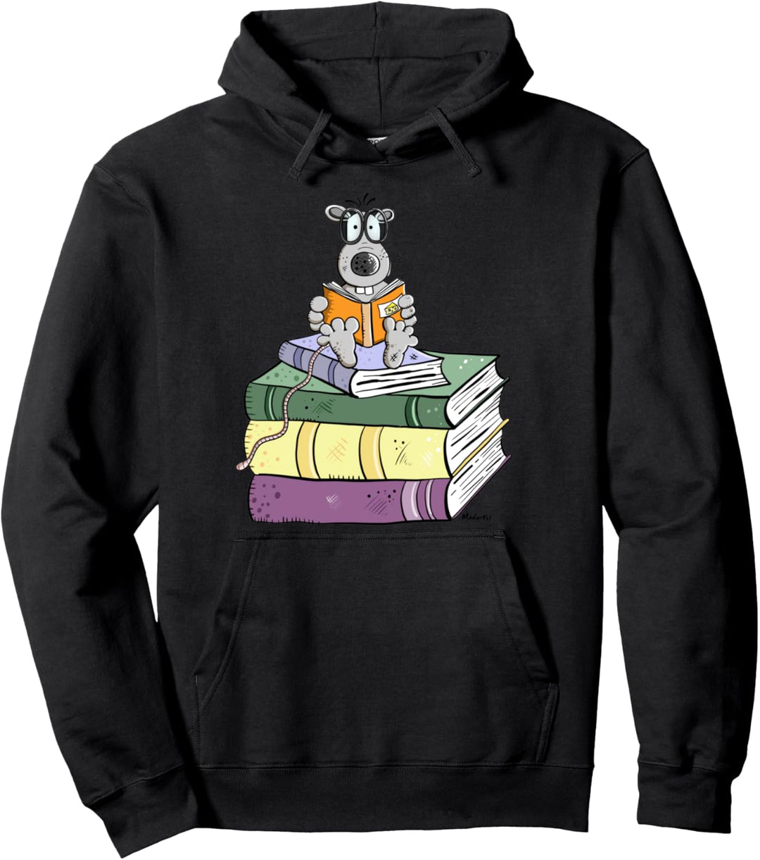 Leseratte I Ratte Mit Buch I Bücher lesen I Spruch Fun Art Pullover Hoodie