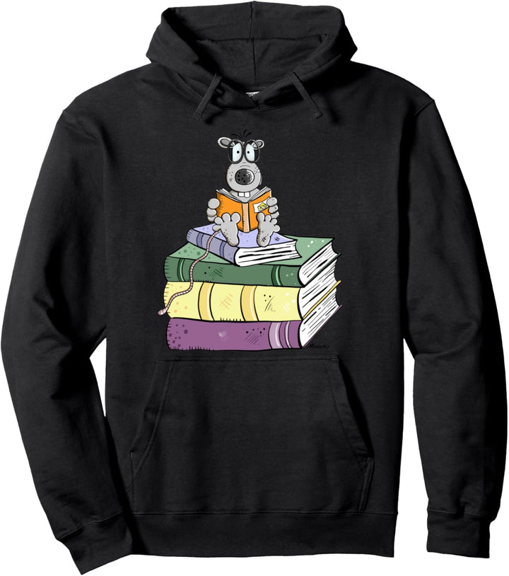 Leseratte I Ratte Mit Buch I Bücher lesen I Spruch Fun Art Pullover Hoodie