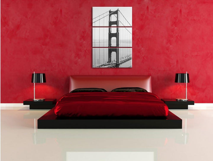 Pixxprint Golden Gate Bridge San Francisco / 3-Teilig/Gesamtmass 120cm Leinwandbild bespannt auf Hol