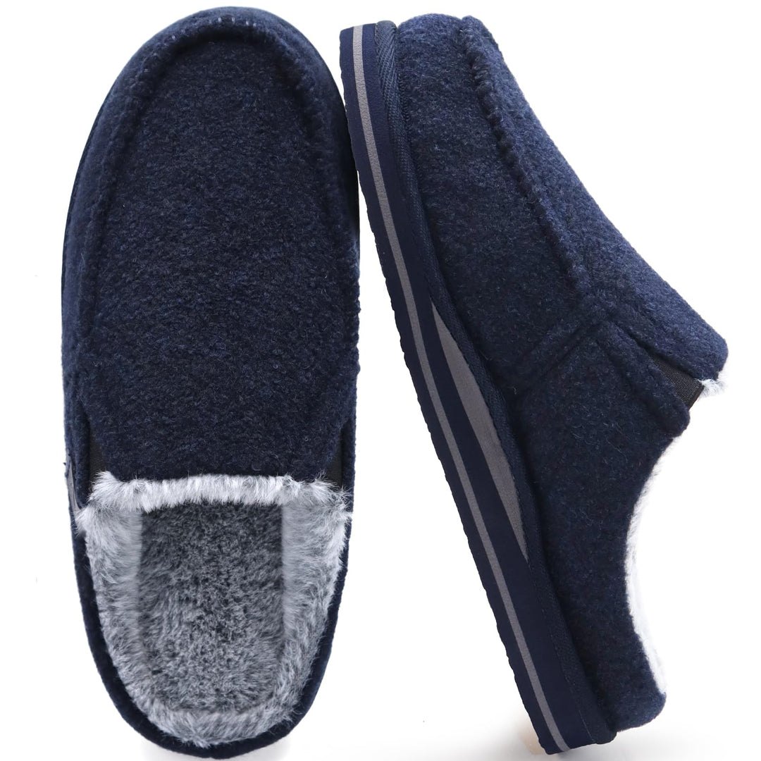 ONCAI Hausschuhe Herren Komfort Pantoffeln Plüsch Streifen Hüttenschuhe Wärme Cord Flauschig Slipper