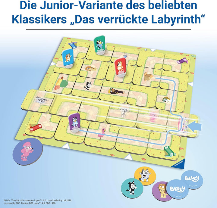 Ravensburger 24711 - Bluey Junior Labyrinth - Die Junior-Ausgabe des Familienspiel-Klassikers für Fa