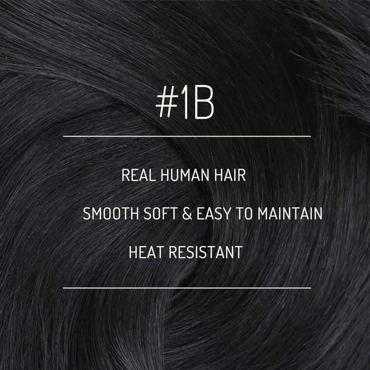 RUNATURE Schwarze Clip in Extensions Echthaar 45cm 7Pcs Echthaar Extensions Clip Glatt Clip Extensio