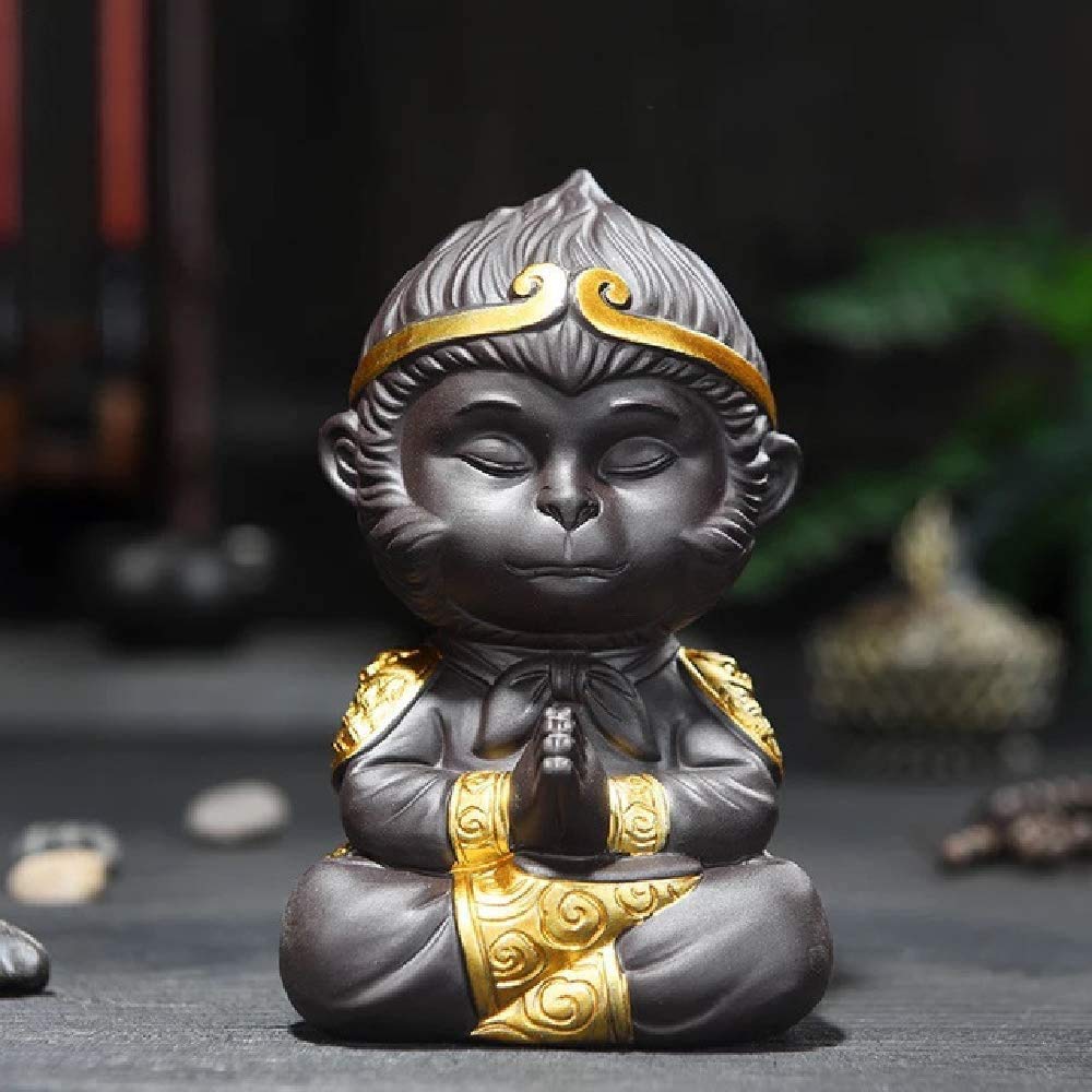 Chinesisches Kung-Fu-Tee-Haustier-Set mit Affenkönig, lila Ton(B Mini), B Mini
