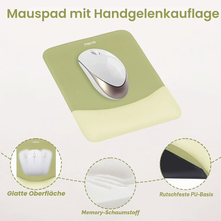 MOSISO Handballenauflage für Mauspad & Tastatur Set – Rechteckig Ergonomisches Mauspad & Handauflage