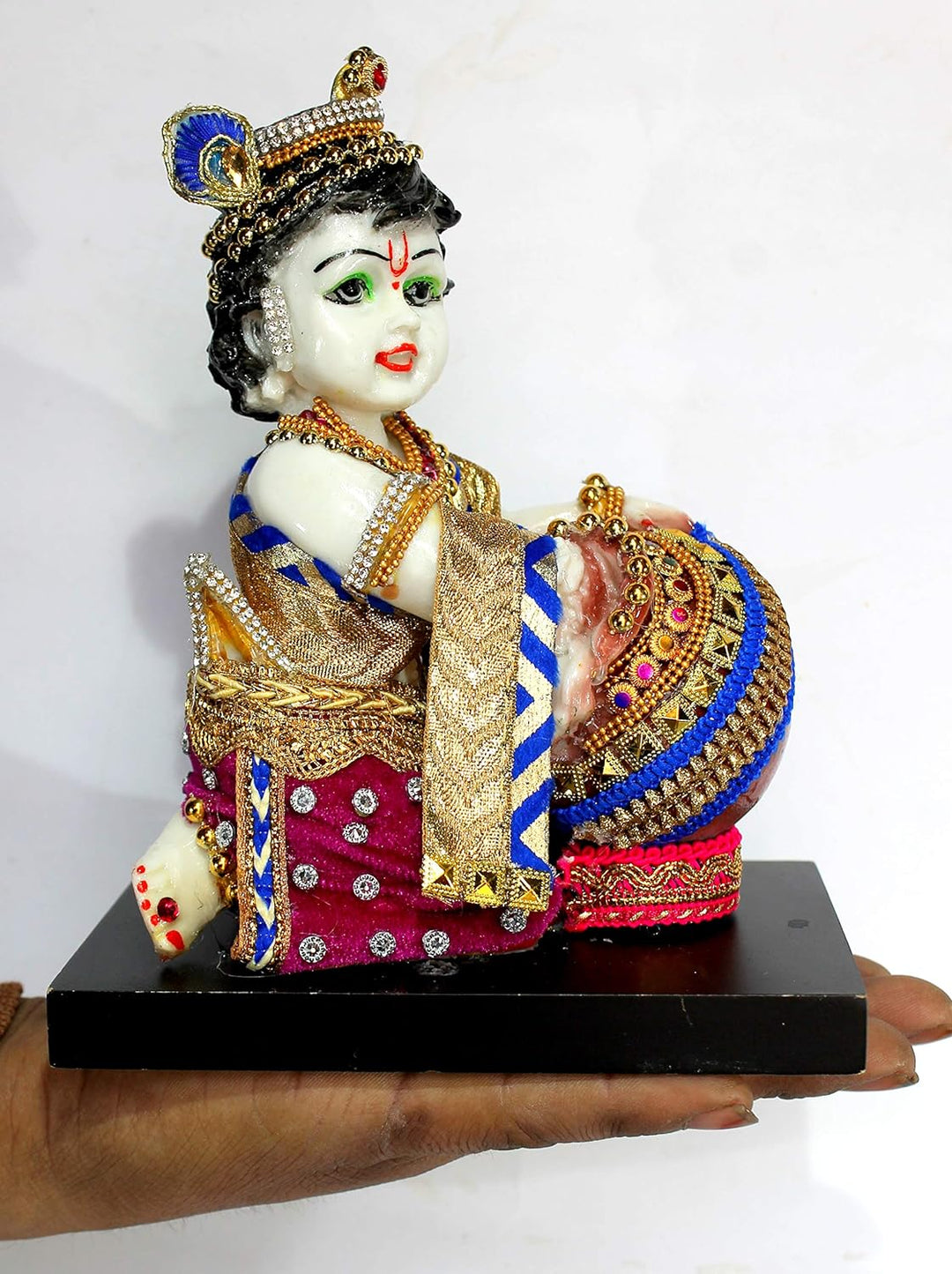 ESPLANADE Handgeschnitzte Gott, Kishan Krishna, Makhan Chor Murti Idol-Statue, Skulptur (19,1 cm)