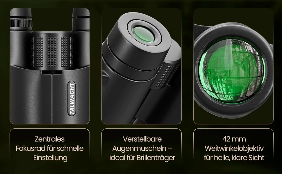 Fernglas 10x42 für Erwachsene – HD BAK4 Prisma, FMC Mehrschichtvergütung, Wasserdicht IPX7 &amp; Beschla