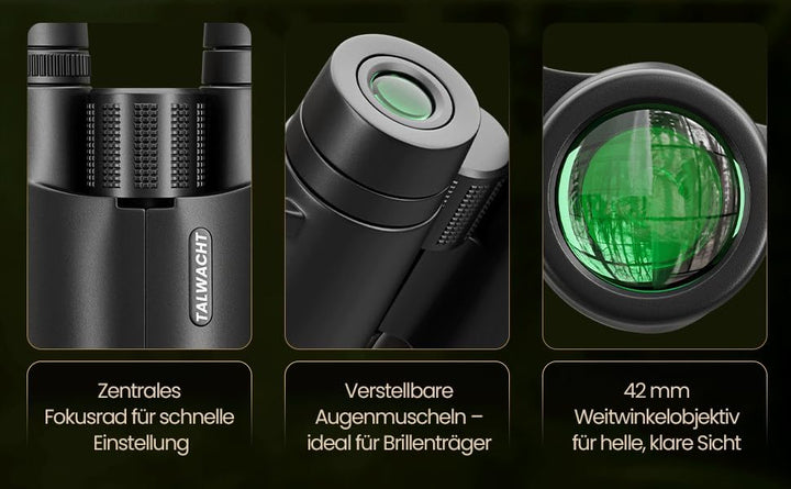 Fernglas 10x42 für Erwachsene – HD BAK4 Prisma, FMC Mehrschichtvergütung, Wasserdicht IPX7 &amp; Beschla