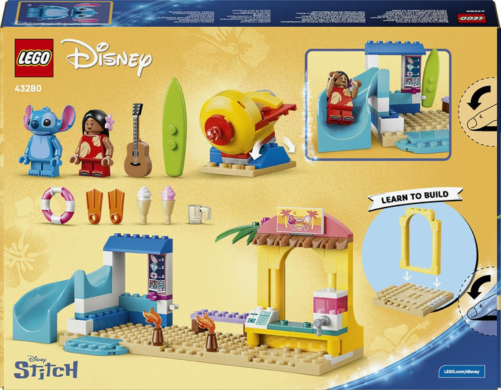 LEGO ǀ Disney Spass am Strand mit Lilo und Stitch Lernspielzeug mit 2 Läden, Raumschiff Fahrgeschäft