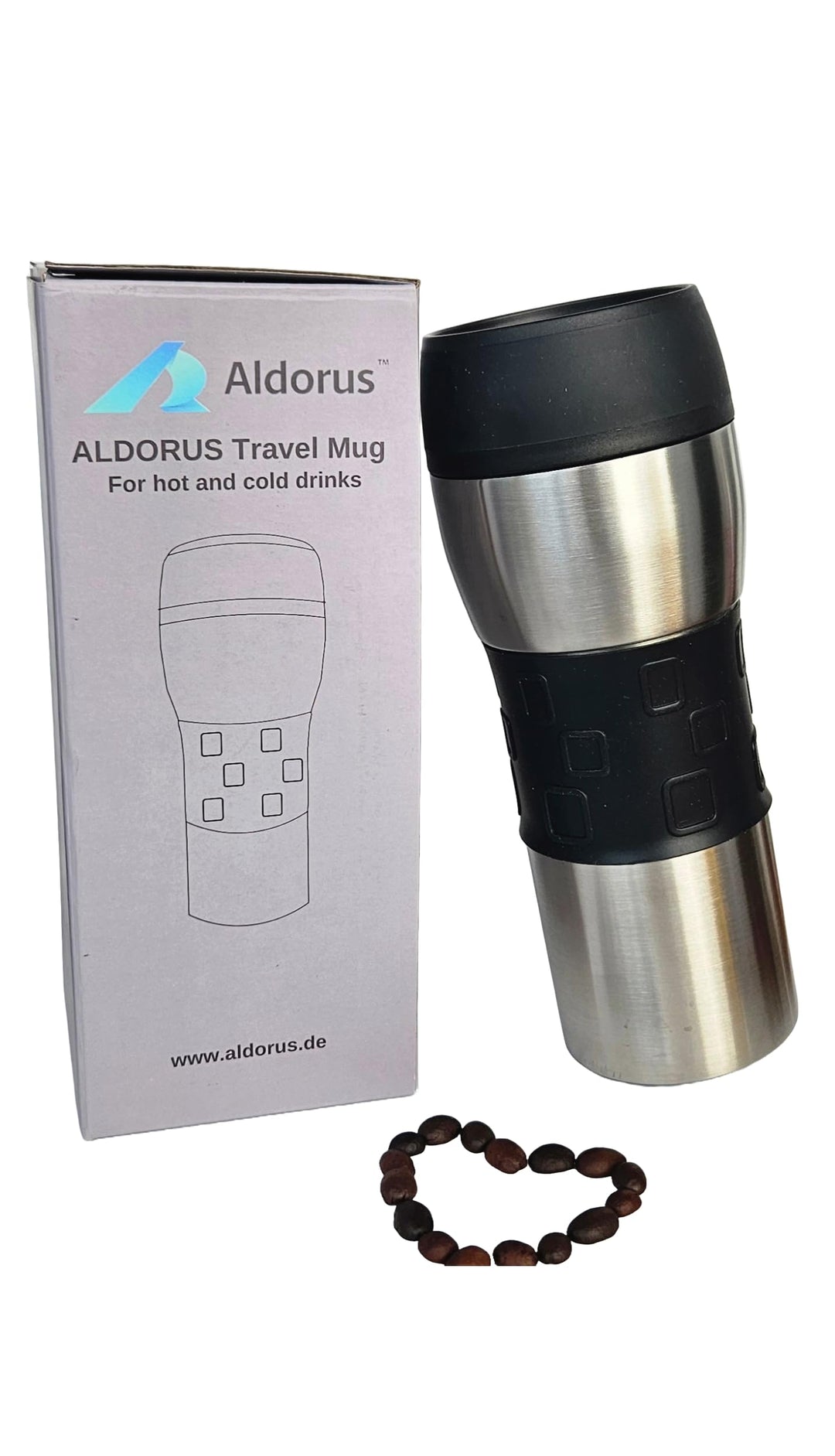 Thermobecher 400 ml – doppelwandig vakuumisoliert (Edelstahl), 4 h heiss / 6 h kalt, 100% auslaufsic