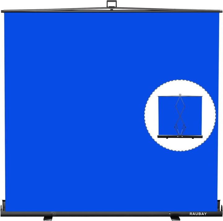 【Breiterer Stil】 RAUBAY 200x200cm Grosser zusammenklappbarer Blau Hintergrund Blue Screen, tragbarer