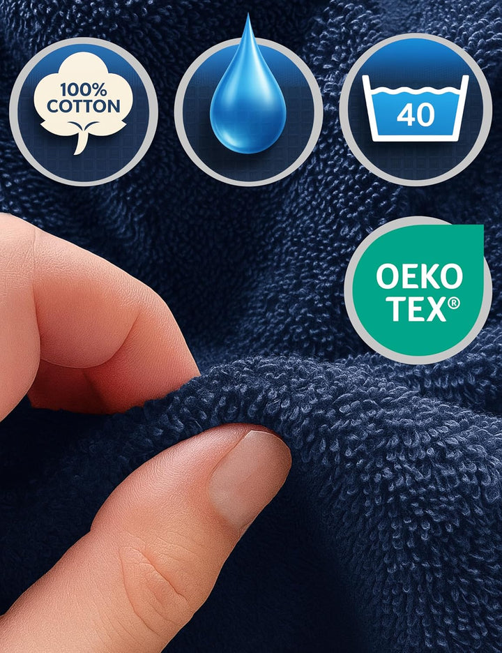 Morgenstern Bademantel Herren Kapuze Frottee 100% Baumwolle Lang Cadiz Salamanca XXL Marine, XXL Mar