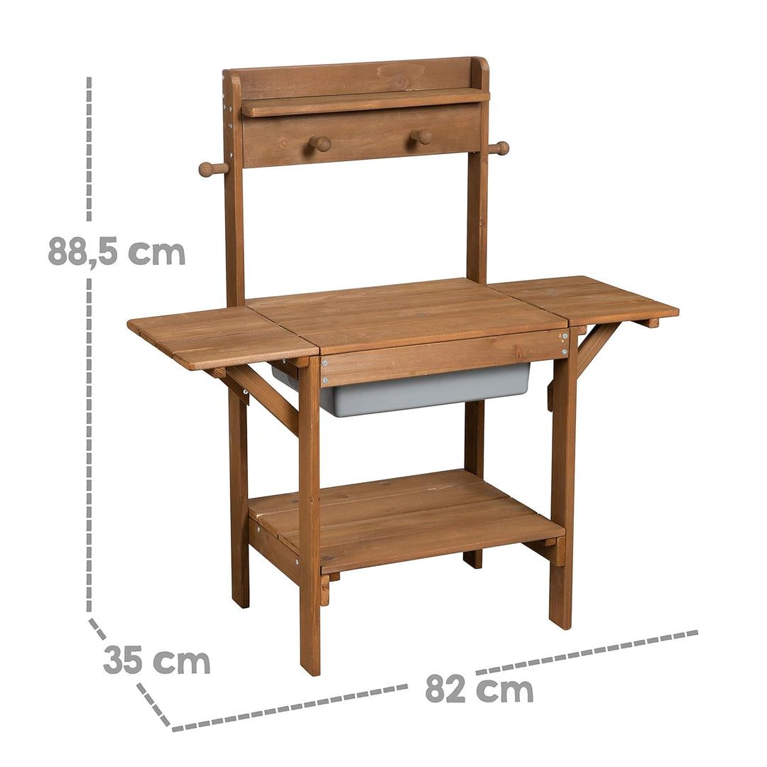 roba Matschküche Midi, Kinder-Outdoor-Gartenküche aus wetterfestem Massivholz, Spielküche inkl. Spie