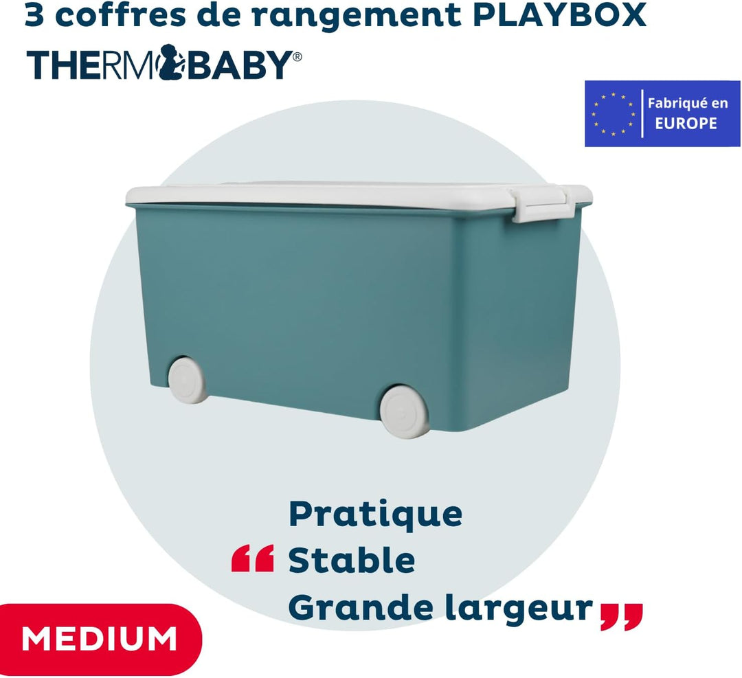 THERMOBABY Aufbewahrungsbox Playbox – Medium 26 l – 3 Aufbewahrungsboxen – Aufbewahrungsbox aus Kuns
