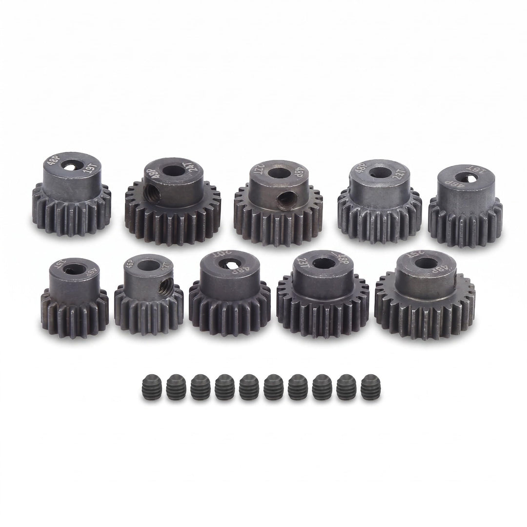 Dilwe RC Motor Gear, 10 Stück/Set 16T - 25T 7075 48P Stahl Motor Zahnrad Ritzel RC Zubehör Geeignet