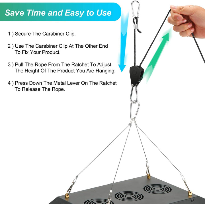 6 Paar（12 Stück） 1/8 Zoll Ratchet Hanger Heavy Duty Einstellbare Ratsche Seil Aufhänger für Grow Lig