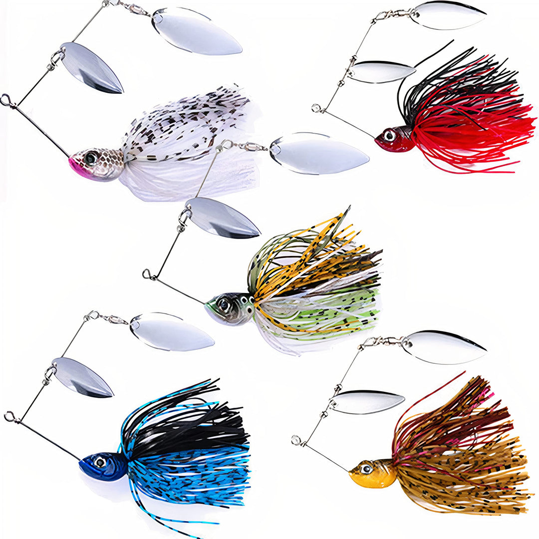 Messeneuheit 2024 Premium Chatterbait Set 5 Stück 20g in Köderbox | Krautblinker Shatterbait Chatter
