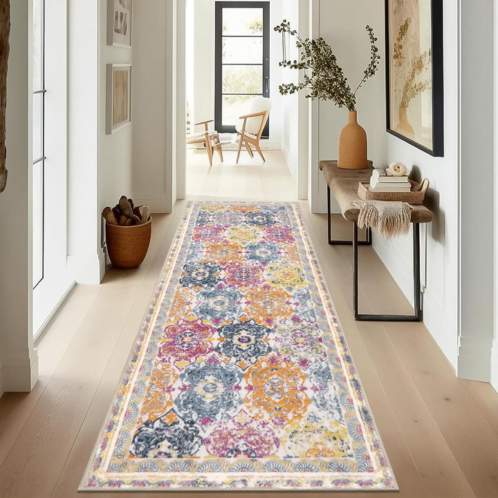 Enyhom Klassisch Teppich Läufer Flur 60 x 180 cm, Flauschig Weich Langer Läufer, Waschbar Kurzflor K