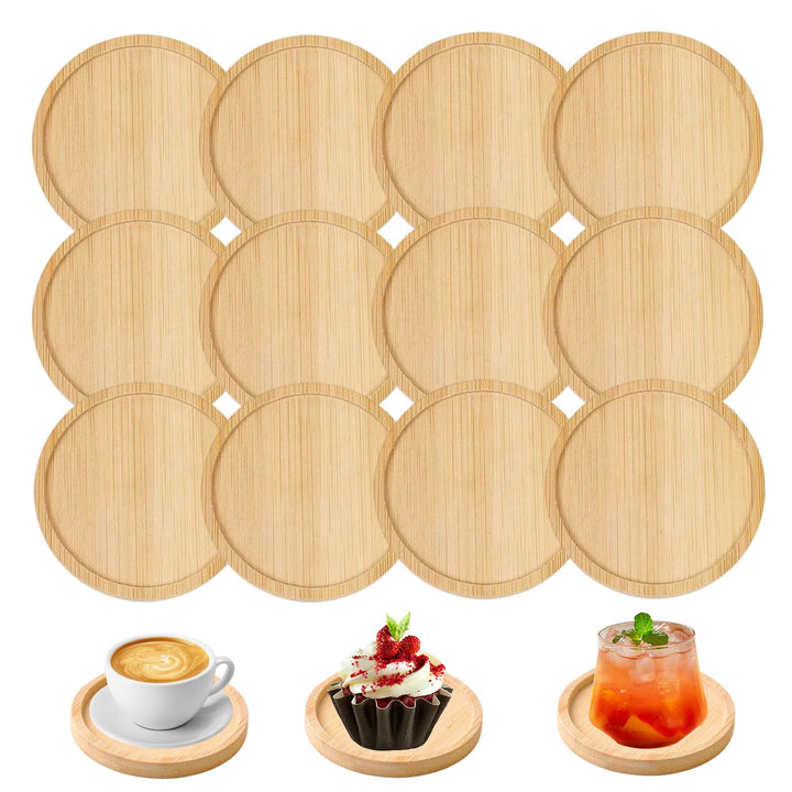12 Stück Bambus Mosaik Untersetzer Round Holzuntersetzer Holz Mosaik Untersetzer Bastelset Leere Bod