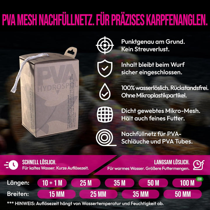 PVA Mesh Nachfüllnetz, PVA Netz Ersatzteile fürs Karpfenangeln, wasserlösliches Karpfen Zubehör, Grö