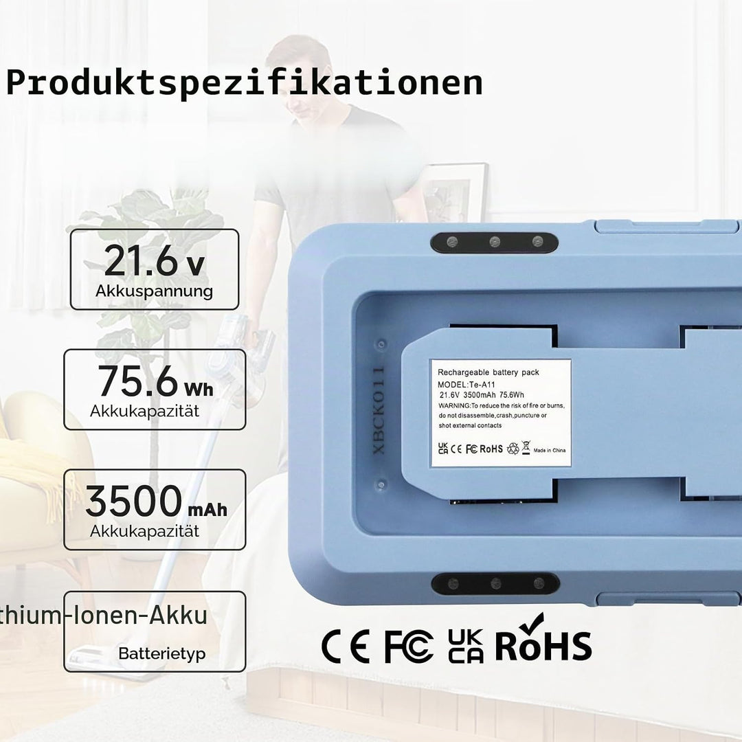 K KYUER 75.6Wh Handstaubsauger Ersatz Akku für Tineco A11 Hero, A11 Hero EX, A11 Tango, A11 Pet, A11