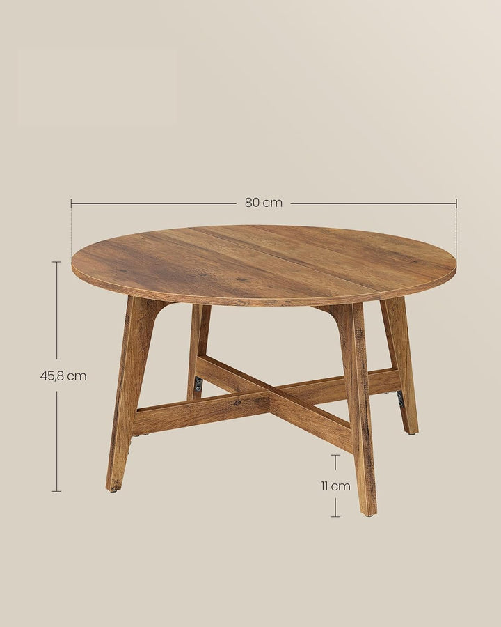 VASAGLE MAEZO Kollektion - Couchtisch rund, 80 cm Wohnzimmertisch, konische Beine, geschwungene Form