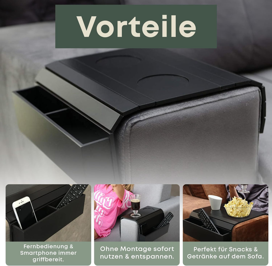 YUGN Sofatablett Armlehne - Couch Ablage Sofa Tablett - Sofalehne Ablage - Getränkehalter Sofa Butle