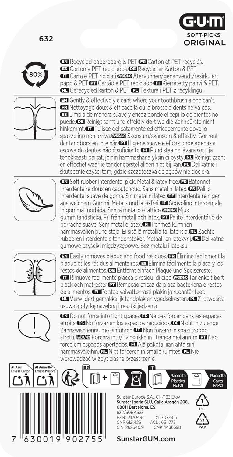 GUM SOFT-PICKS ORIGINAL Interdentalreiniger | Zahnreinigung Und Plaqueentfernung (M - 6x50) M - [6 x