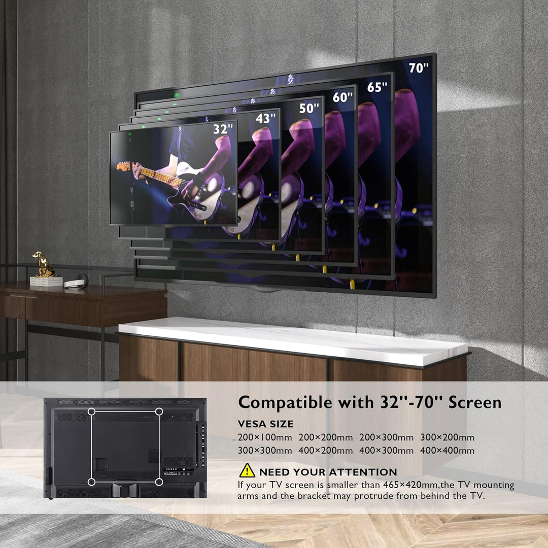 BONTEC TV Wandhalterung mit Extra Langem Gelenkarm 850mm für 32-70 Zoll LCD/LED/OLED Flachbildschirm