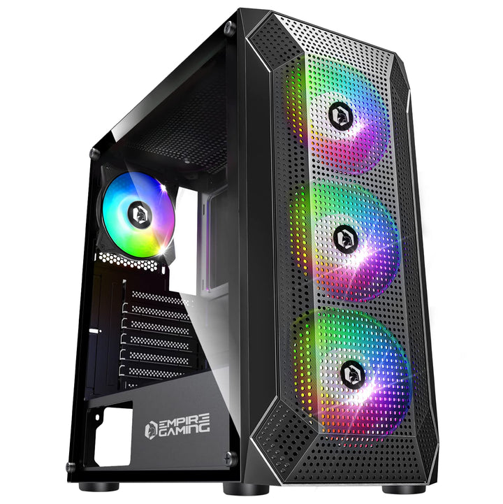 EMPIRE GAMING - PC-Gehäuse Gamer Ruby – ARGB Mittelgrosser Tower ATX, MATX, ITX – Netzblende – Seite