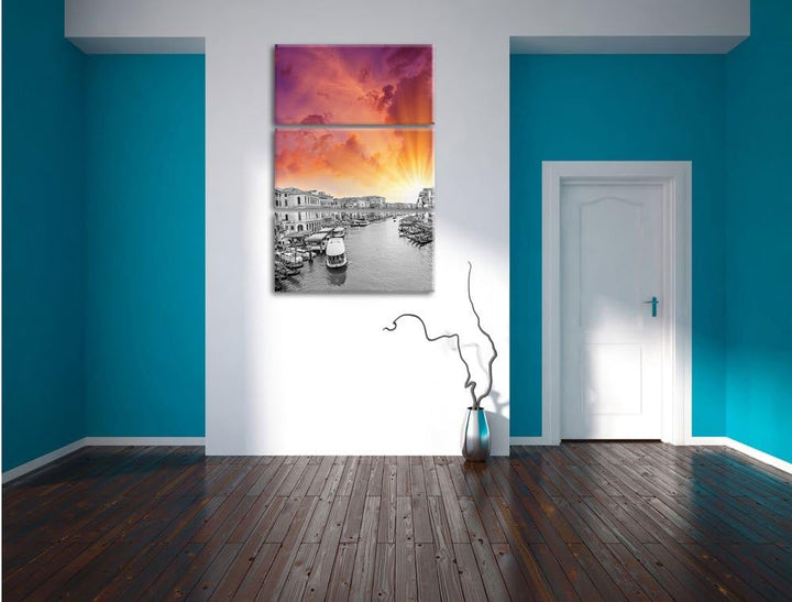 Pixxprint altmodische Wasserstrasse in Venedig als Leinwandbild/Grösse: 3 Teilig (120x80 cm) cm/Wand