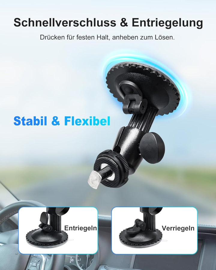 Windschutzscheiben-Halterung für Rückfahrkamera – 5 kg Tragkraft, 360° Verstellbarer Kugelkopf, Meta
