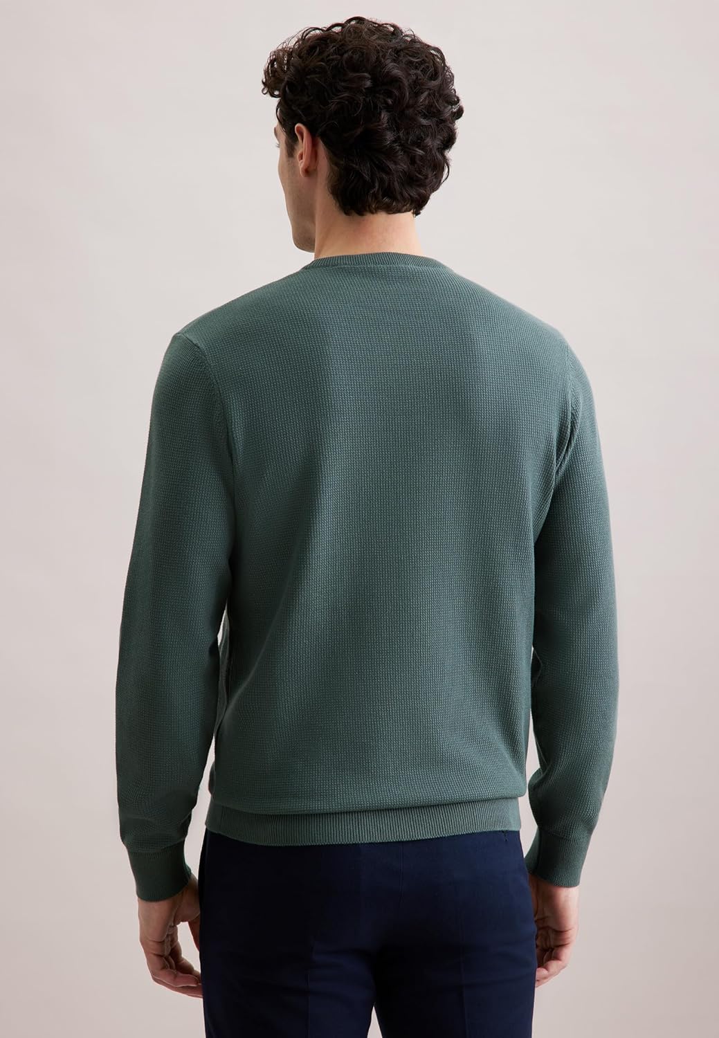 Seidensticker Herren Pullover - Regular Fit - Rundhalsausschnitt - Langarm - 100% Baumwolle M Grün,