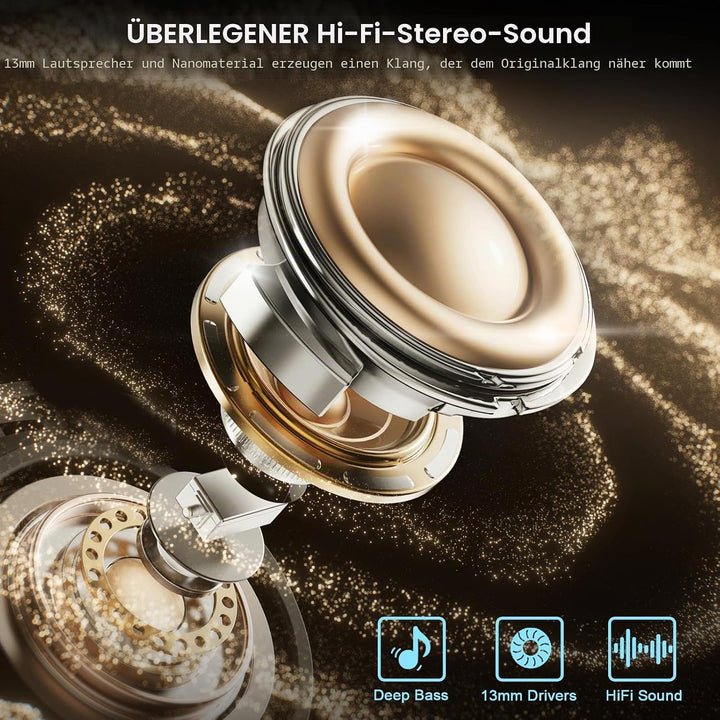 Bluetooth Kopfhörer, Kopfhörer Kabellos Bluetooth 5.4, In Ear Kopfhörer mit ENC Noise Cancelling Mic