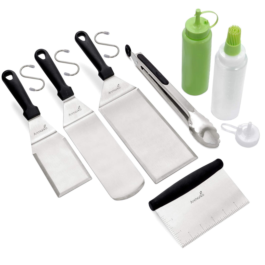 Edelstahl Metall Pfannenwender Set - Grillschaber Flachspachtel Pfannkuchen Flipper Hamburger Pfanne