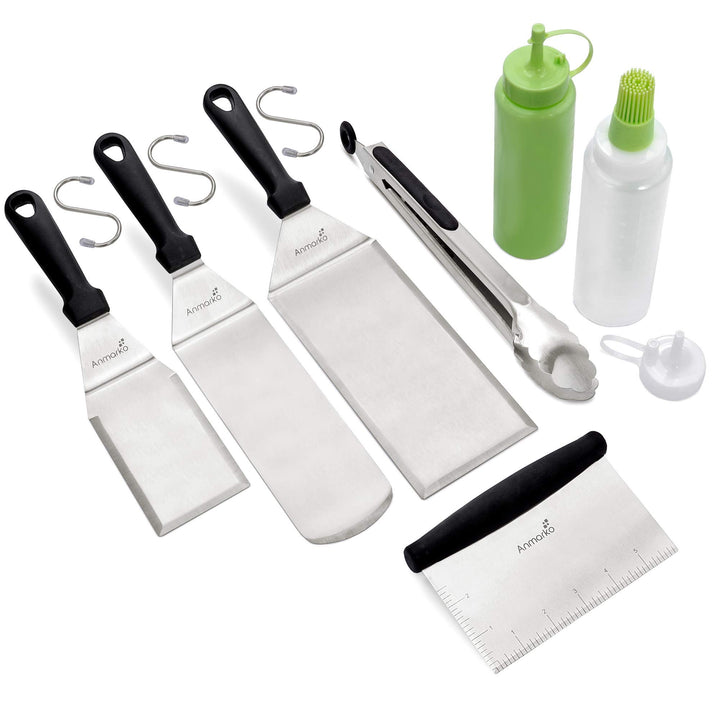 Edelstahl Metall Pfannenwender Set - Grillschaber Flachspachtel Pfannkuchen Flipper Hamburger Pfanne