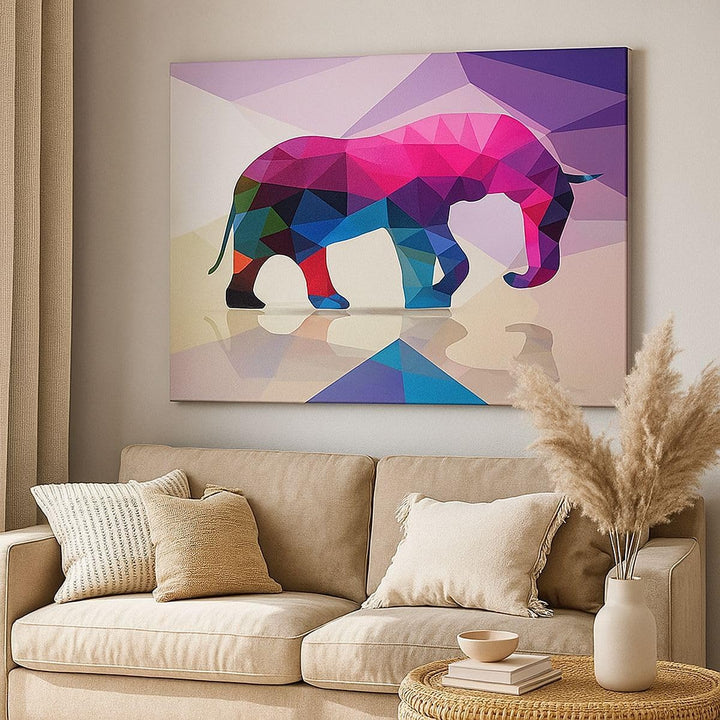 Bilder auf Leinwand Elefanten Illustration Bunt Leinwandbild 70x50cm Wandbilder Dekoration Wohnzimme