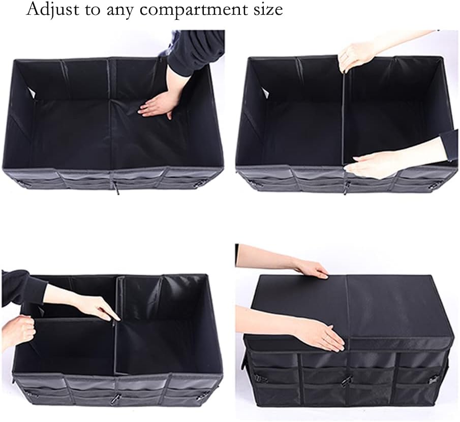 YUOCT L 60cm Kofferraum Organizer & Deckel Robuste, Zusammenklappbare Kofferraum Organizer Box Mit M