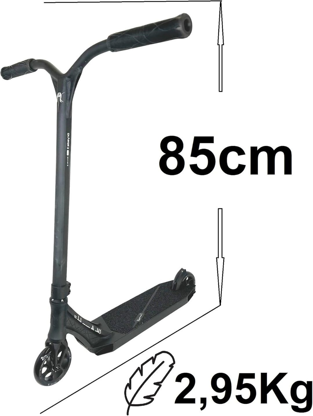 Ethic Erawan Stunt-Scooter komplett H=85cm + Fantic26 Sticker Schwarz, Schwarz