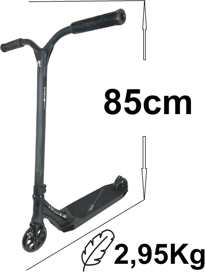 Ethic Erawan Stunt-Scooter komplett H=85cm + Fantic26 Sticker Schwarz, Schwarz